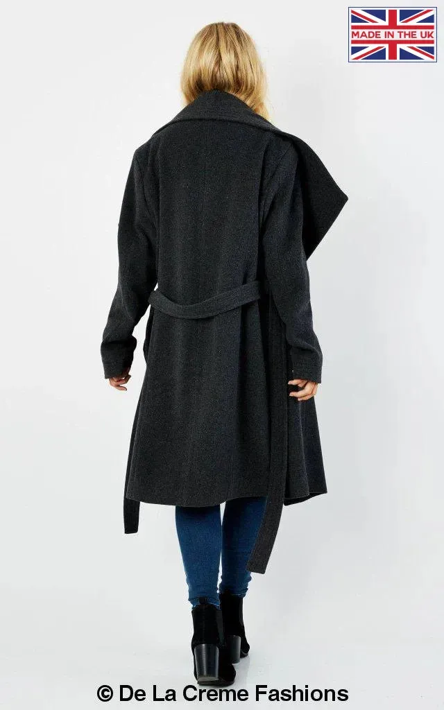 Wool Blend Large Lapel Duster Coat